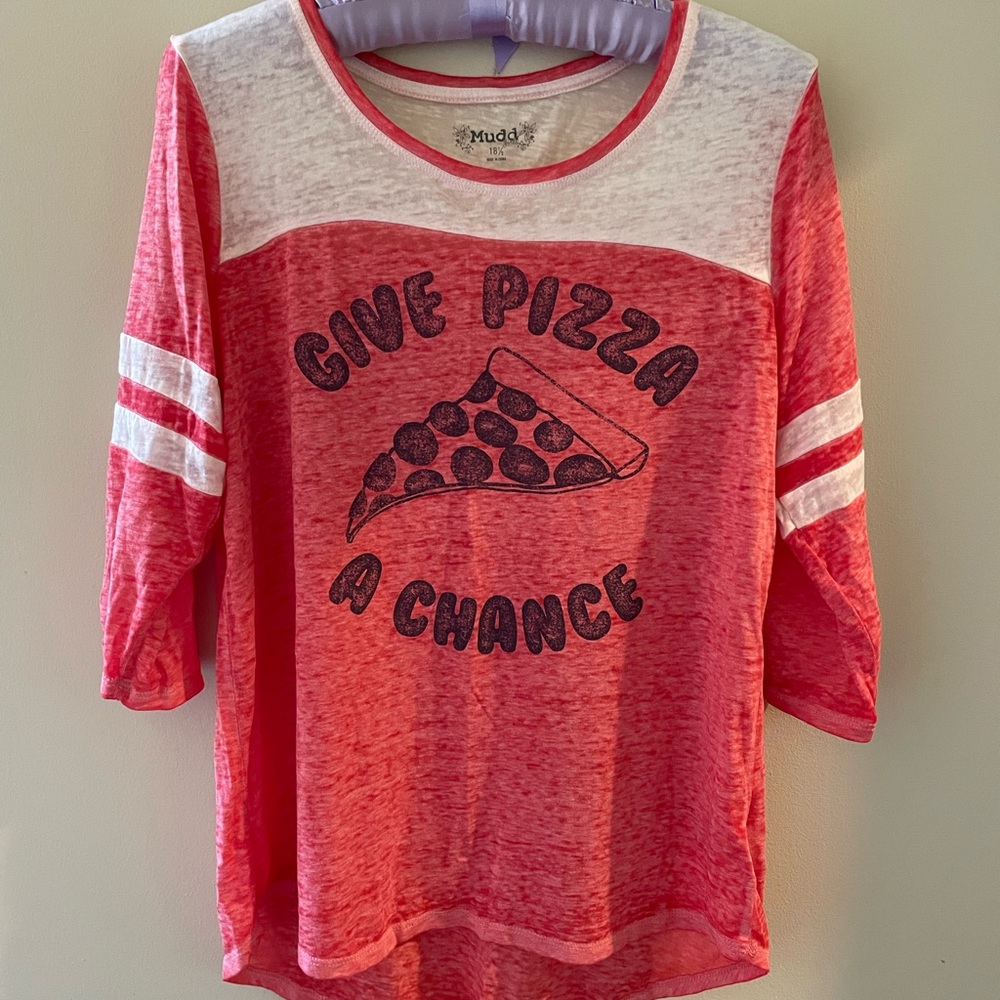 Mudd Girls 18 1/2 “Give Pizza a Chance” graphic tee